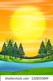 A nature sunrise scene illustration