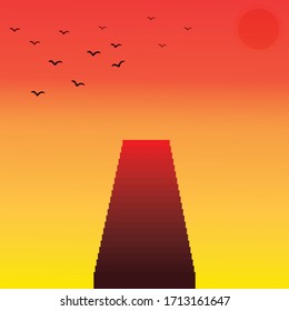 Fondo de la puesta de sol natural, paisaje, cielo, luz solar, rosa, fondo, fondo, papel pintado, gráfico, vector, ilustración,