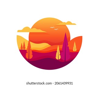 Nature and sunset. Landscape. Autumn