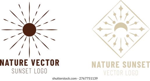 The nature sunset logo featuring a sun and tree silhouette design