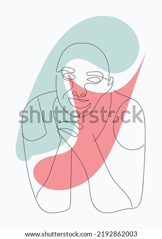 Nature symbol of cosmetics. Modern continuous line art. Fashion print. Beaty salon logo