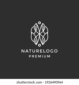 Nature is a symbol of creative organic concept. Bio health care, herbal abstract, eco business logo. on black background