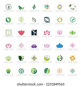 Nature symbol creative organic concept. Bio abstract herbal health care eco logo business. Fresh food, circle package, beauty flora, pharmacy icon. Corporate identity logotype.