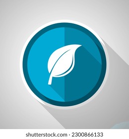 Nature symbol, flat design vector blue icon with long shadow
