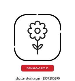 Nature symbol, flower outline vector icon