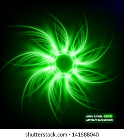nature symbol, green flower background.