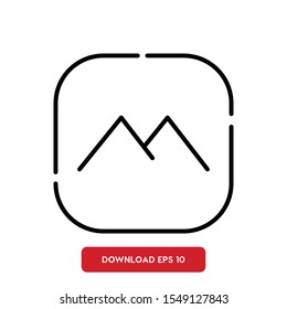 Nature symbol, mountain outline vector icon
