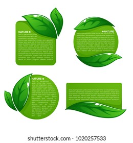 nature tag templates, vector collection of leaf labels, stickers
 and emblems