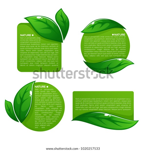 Nature Tag Templates Vector Collection Leaf Stok Vektör (Telifsiz ...