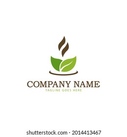 Nature Tea, Coffee Cup Vector Logo Template