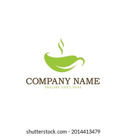 Té natural, plantilla de logotipo de vectores de la copa de café