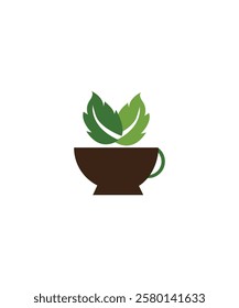 nature tea logo design, leaf tea cup logo, leaf green tea coffee herbal health drink cafe restaurant, vector illustration