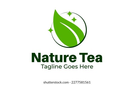 Nature Tea Logo Design Template with tea icon and badge. Perfect for business, company, restaurant, mobile, app, etc