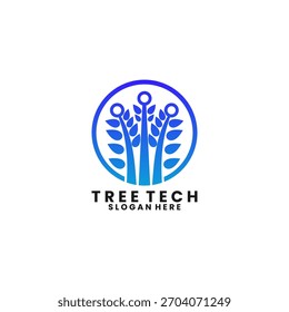Nature tech with circle logo design vector template