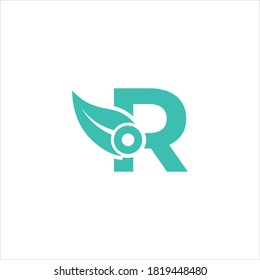 Nature Tech letter R logo design vector template