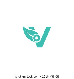 Nature Tech letter V logo design vector template