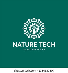 Nature Tech logo template, Green Technology logo concept, Growth Technology logo