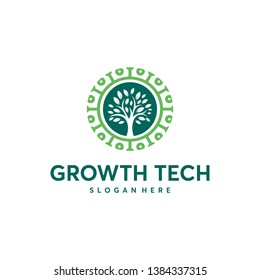 Nature Tech logo template, Green Technology logo concept, Growth Technology logo