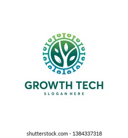 Nature Tech logo template, Green Technology logo concept, Growth Technology logo