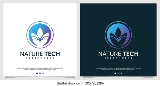 Nature tech logo template with modern concept Premium Vector
