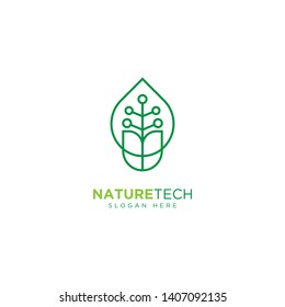 Nature Technology Line Outline Monoline Logo Design Vector