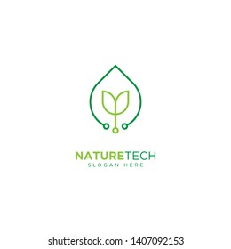 Nature Technology Line Outline Monoline Logo Design Vector