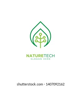 Nature Technology Line Outline Monoline Logo Design Vector