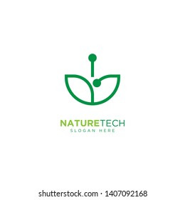 Nature Technology Line Outline Monoline Logo Design Vector
