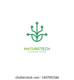 Nature Technology Line Outline Monoline Logo Design Vector