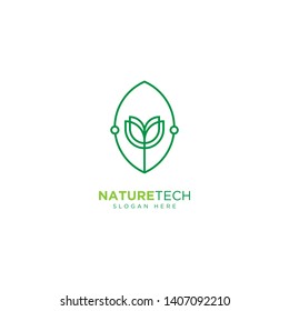 Nature Technology Line Outline Monoline Logo Design Vector