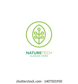 Nature Technology Line Outline Monoline Logo Design Vector