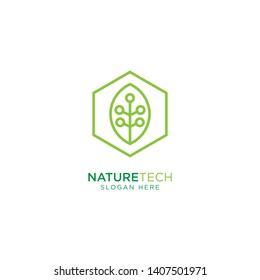Nature Technology Line Outline Monoline Logo Design Vector