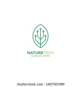 Nature Technology Line Outline Monoline Logo Design Vector