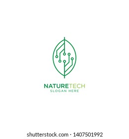 Nature Technology Line Outline Monoline Logo Design Vector