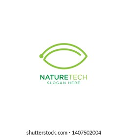 Nature Technology Line Outline Monoline Logo Design Vector
