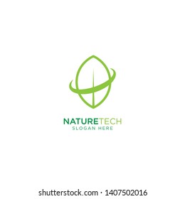Nature Technology Line Outline Monoline Logo Design Vector