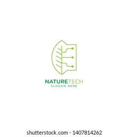 Nature Technology Line Outline Monoline Logo Design Vector