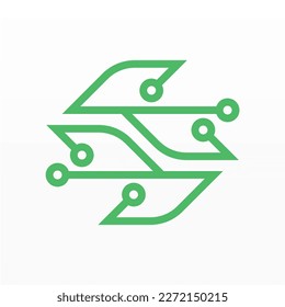 Nature and technology logo design concept. Technology logo template