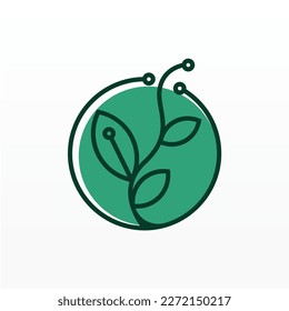 Nature and technology logo design concept. Technology logo template