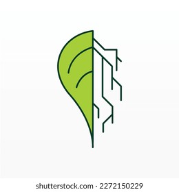Nature and technology logo design concept. Technology logo template