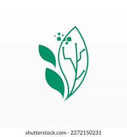 Design-Konzept für Natur und Technologie-Logo. Logo-Vorlage für Technologie