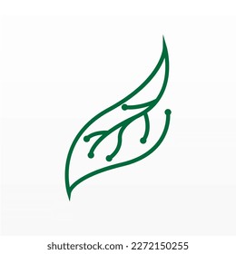 Nature and technology logo design concept. Technology logo template