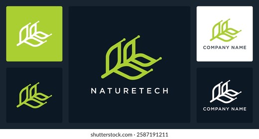 Nature technology logo design template