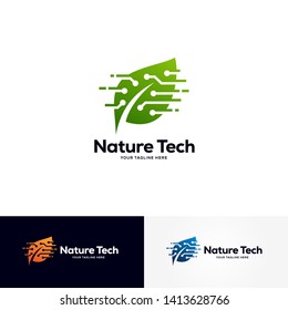 nature technology logo designs template, creative technology logo symbol