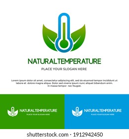 Nature temperature vector logo template. This design use thermometer. Sutitable for zero emission, celcius and other.