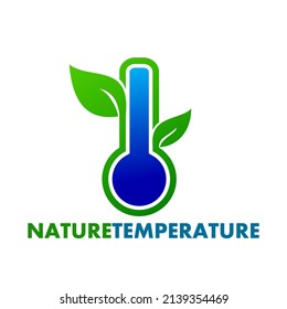 Nature temperature vector logo template. This design use thermometer. Sutitable for zero emission, celcius and other.