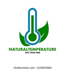 Plantilla de logotipo vectorial de temperatura natural. Este diseño utiliza termómetro. Adecuado para emisiones cero, celcio y otros.