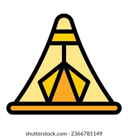 Nature tent icon outline vector. Forest house. Furniture trip color flat