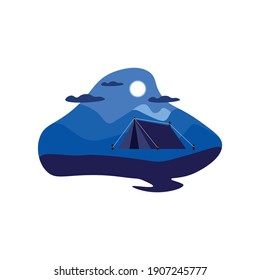 
Nature. Tent in the night forest. Vector illustration