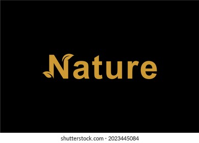 Nature text logo design vector. Letter natural illustration symbol. Green leaf vector icon.